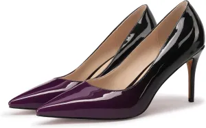XINIUNIU Women's Red Classic Solid Gradient Patent Leather 3.25 inches 8CM Formal Sexy Fashion Stiletto Dress Shoes Wedding Shoes Pointed Toe Pumps