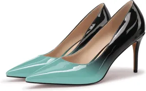 XINIUNIU Women's Red Classic Solid Gradient Patent Leather 3.25 inches 8CM Formal Sexy Fashion Stiletto Dress Shoes Wedding Shoes Pointed Toe Pumps