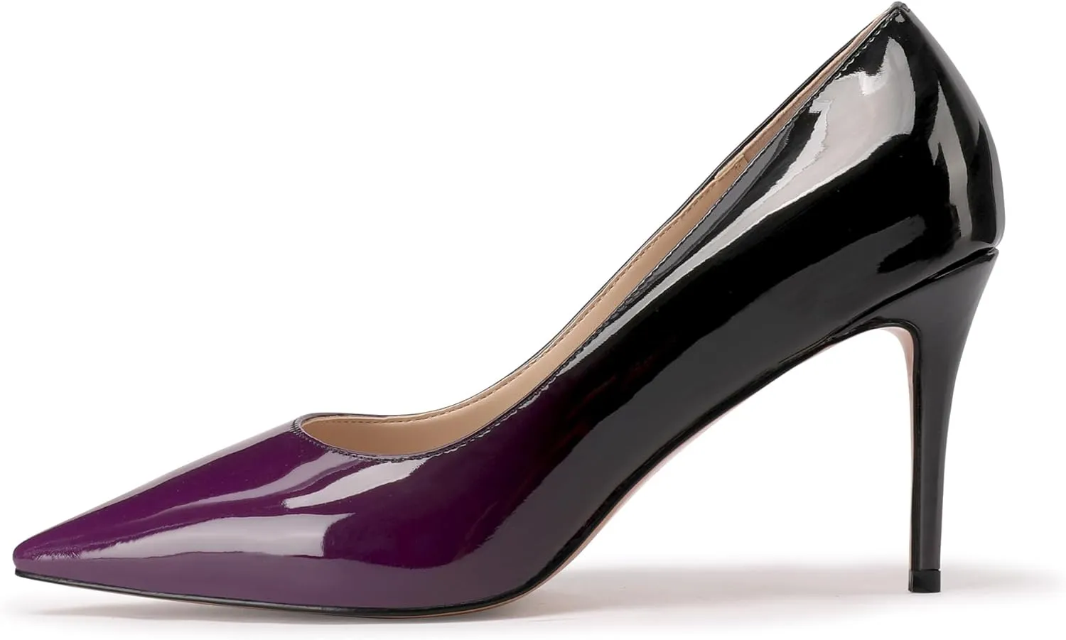 XINIUNIU Women's Red Classic Solid Gradient Patent Leather 3.25 inches 8CM Formal Sexy Fashion Stiletto Dress Shoes Wedding Shoes Pointed Toe Pumps