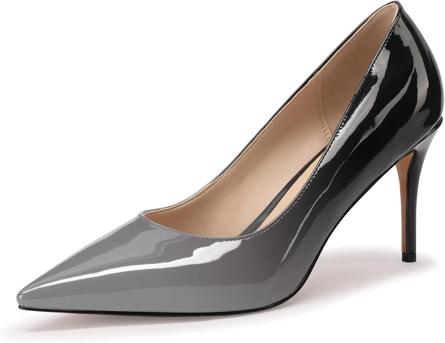 XINIUNIU Women's Red Classic Solid Gradient Patent Leather 3.25 inches 8CM Formal Sexy Fashion Stiletto Dress Shoes Wedding Shoes Pointed Toe Pumps