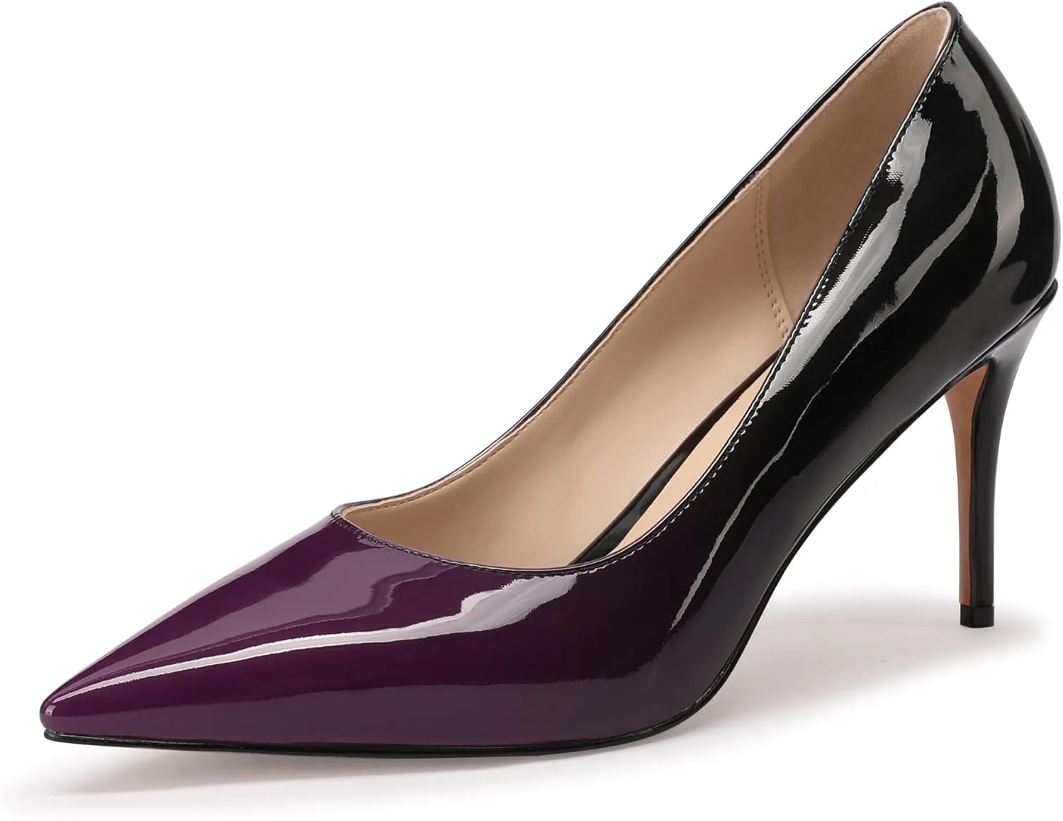 XINIUNIU Women's Red Classic Solid Gradient Patent Leather 3.25 inches 8CM Formal Sexy Fashion Stiletto Dress Shoes Wedding Shoes Pointed Toe Pumps