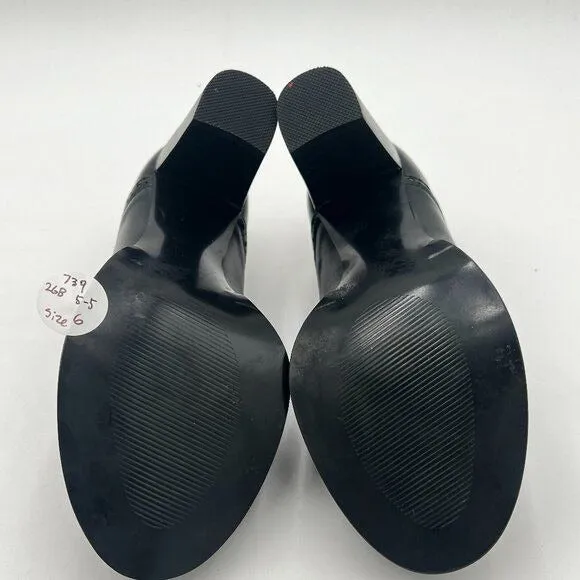 YDN Black Chunky High Heels Round Toe Oxford Loafer Shoe