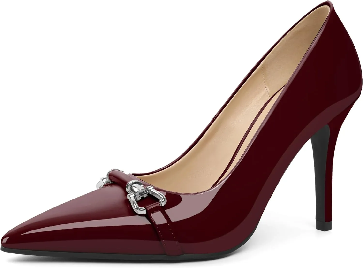 YODEKS Women Stiletto Heel Pumps Slip On 3.5 Inch Closed Pointed Toe Buckle Shoes Dress Parent Size 6-13