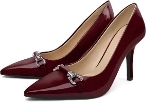 YODEKS Women Stiletto Heel Pumps Slip On 3.5 Inch Closed Pointed Toe Buckle Shoes Dress Parent Size 6-13