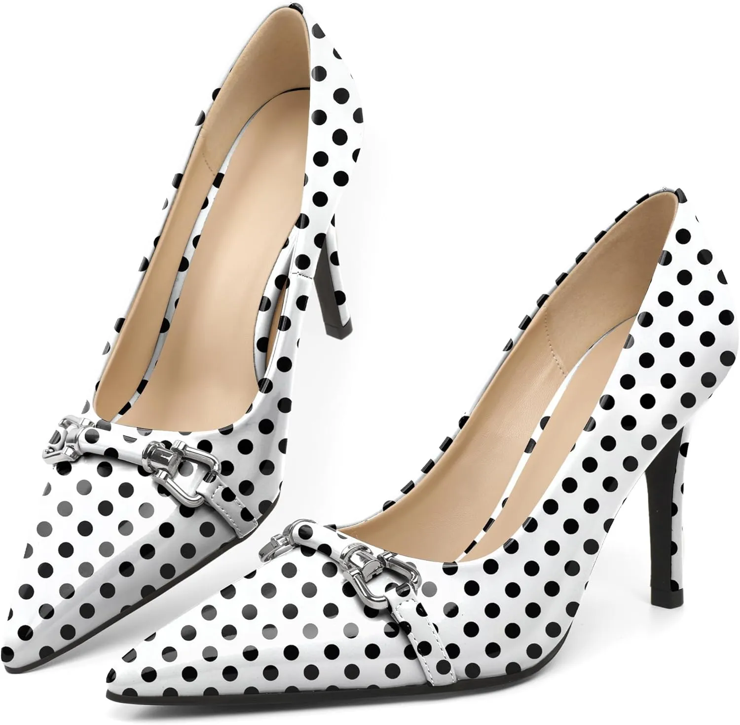 YODEKS Women Stiletto Heel Pumps Slip On 3.5 Inch Closed Pointed Toe Buckle Shoes Dress Parent Size 6-13