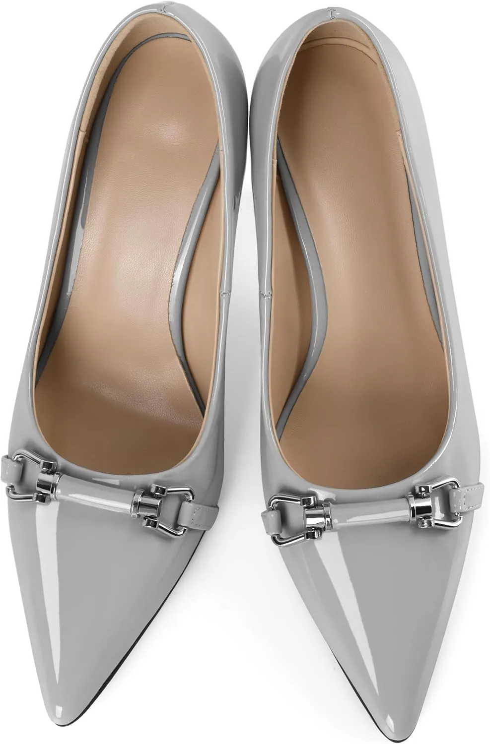 YODEKS Women Stiletto Heel Pumps Slip On 3.5 Inch Closed Pointed Toe Buckle Shoes Dress Parent Size 6-13
