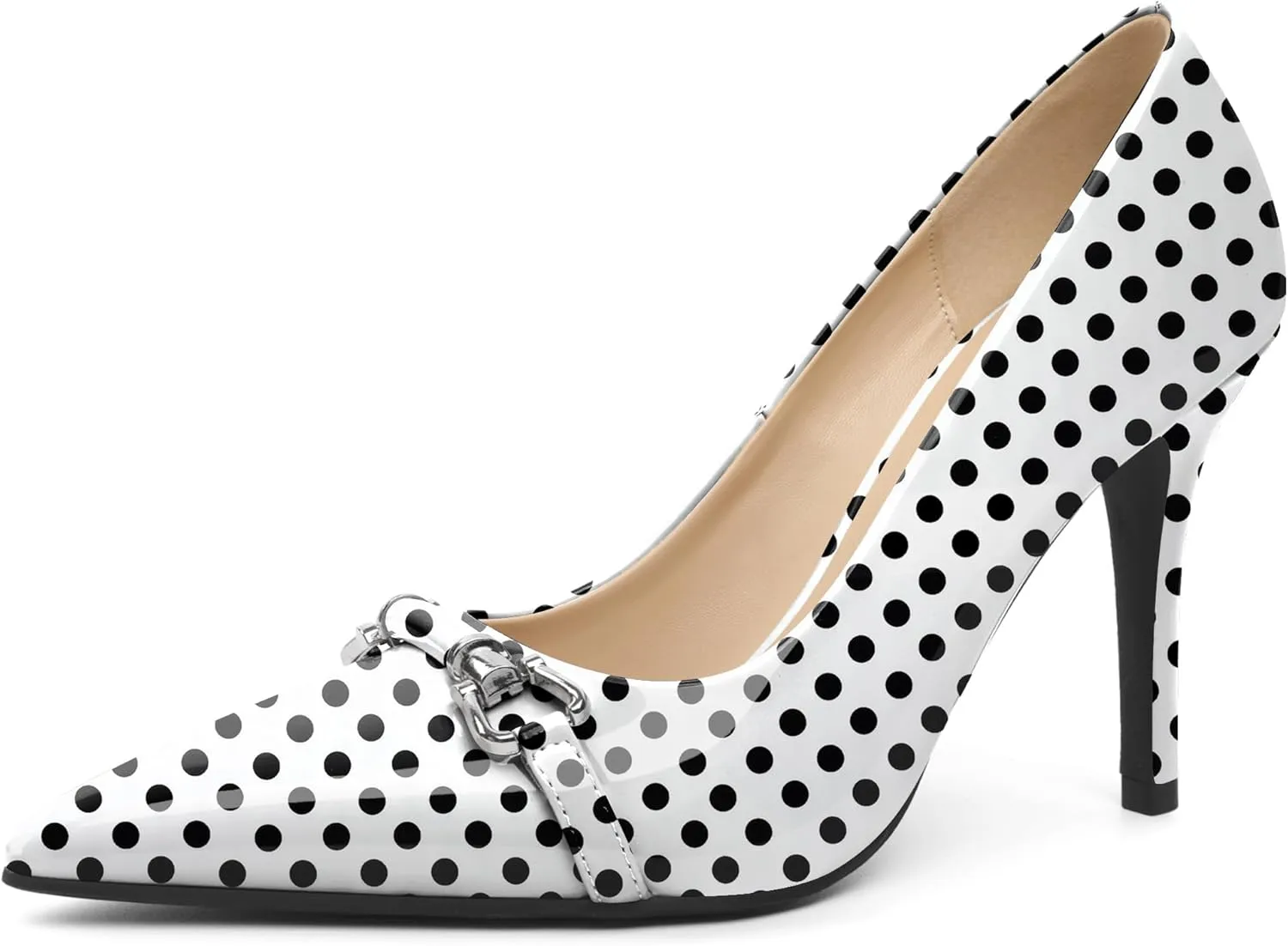 YODEKS Women Stiletto Heel Pumps Slip On 3.5 Inch Closed Pointed Toe Buckle Shoes Dress Parent Size 6-13