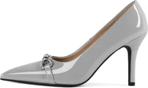YODEKS Women Stiletto Heel Pumps Slip On 3.5 Inch Closed Pointed Toe Buckle Shoes Dress Parent Size 6-13