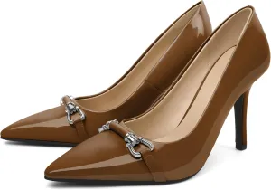 YODEKS Women Stiletto Heel Pumps Slip On 3.5 Inch Closed Pointed Toe Buckle Shoes Dress Parent Size 6-13