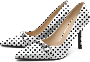 YODEKS Women Stiletto Heel Pumps Slip On 3.5 Inch Closed Pointed Toe Buckle Shoes Dress Parent Size 6-13