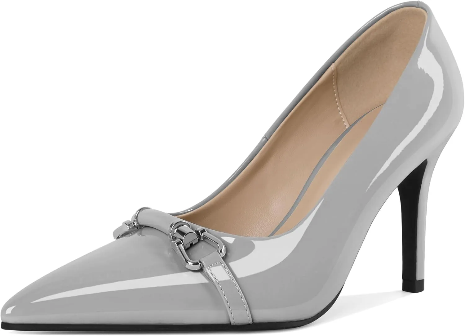 YODEKS Women Stiletto Heel Pumps Slip On 3.5 Inch Closed Pointed Toe Buckle Shoes Dress Parent Size 6-13