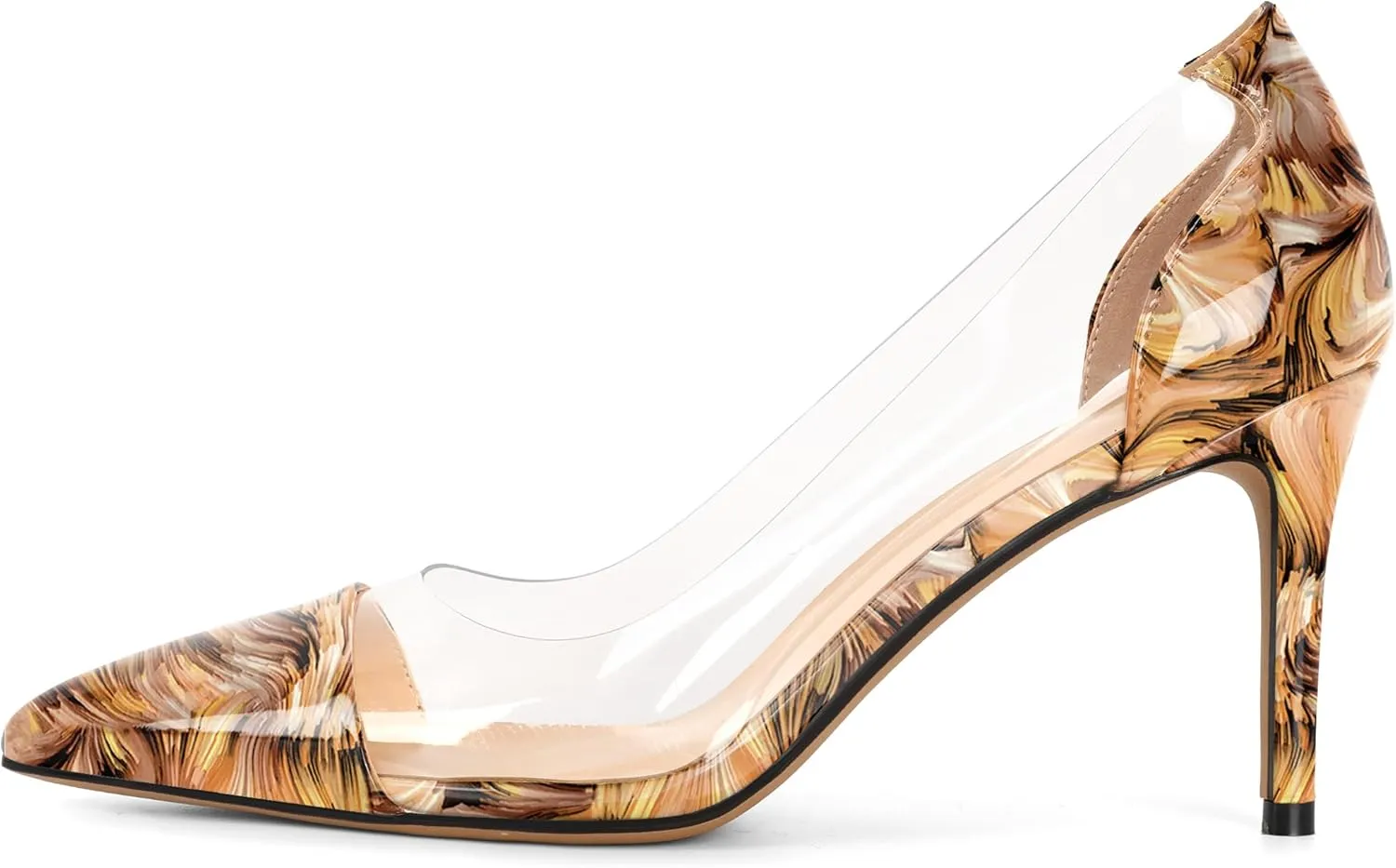 YODEKS Women's Clear Pumps Pointed Cap Toe Transparent High Heels Shoes 8.5CM Stiletto Heels Wedding Women Dress Evening Party Shoes