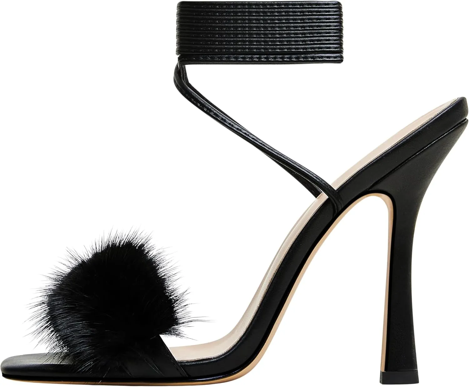YODEKS Women's High Heel Sandals Strappy Stiletto High Heel Open Square Toe Shoes