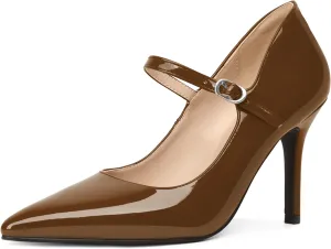 YODEKS Womens Mary Jane High Heel Pumps 8cm Stilettos Pointed Toe Court Shoes Office Party Wedding Dress Shoes