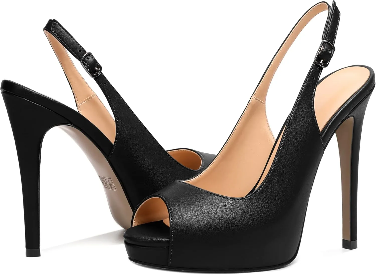 YODEKS Women's Peep Toe High Heel Slingback Pumps Platform Stiletto Heel Party Dress Shoes