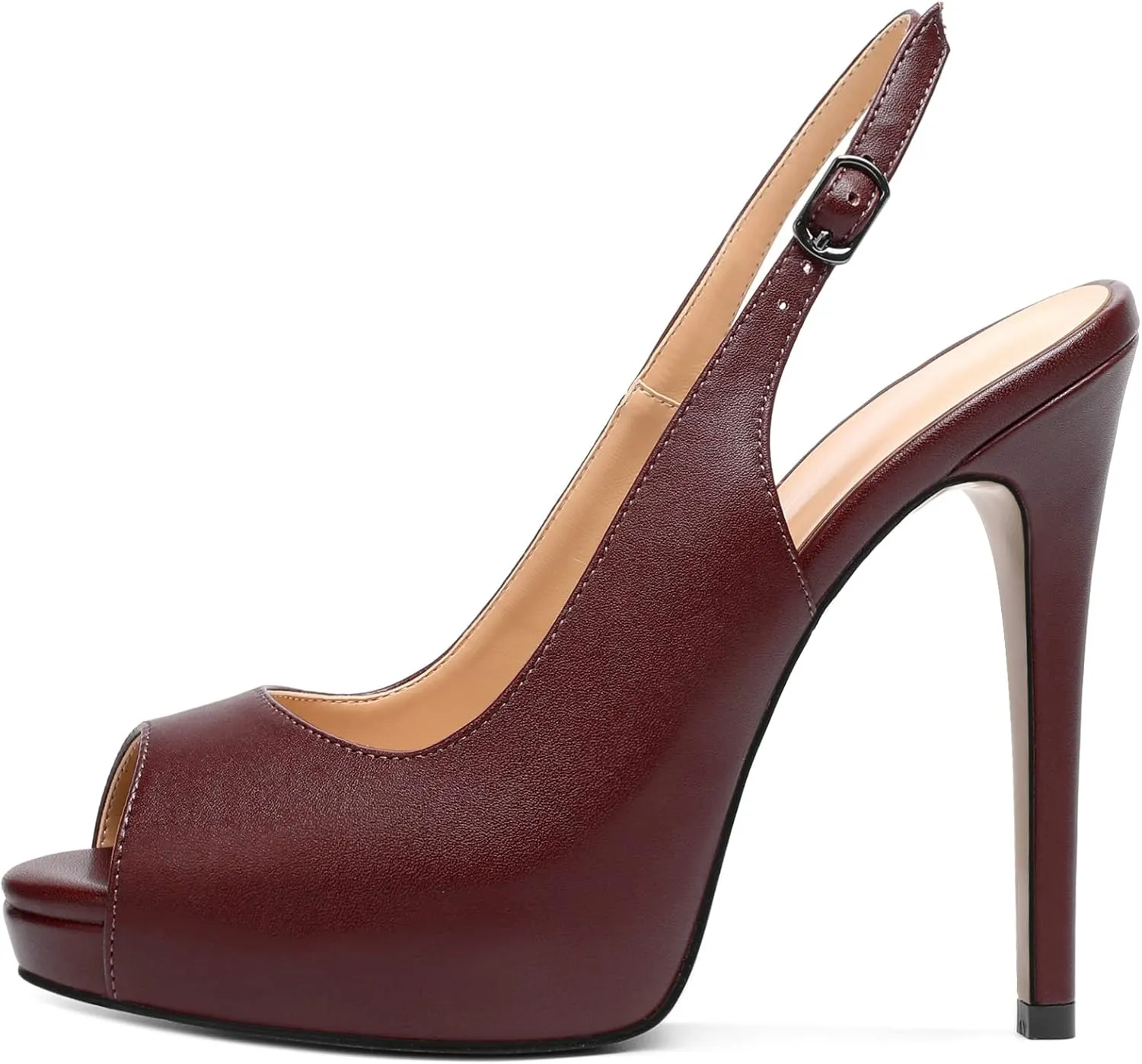 YODEKS Women's Peep Toe High Heel Slingback Pumps Platform Stiletto Heel Party Dress Shoes