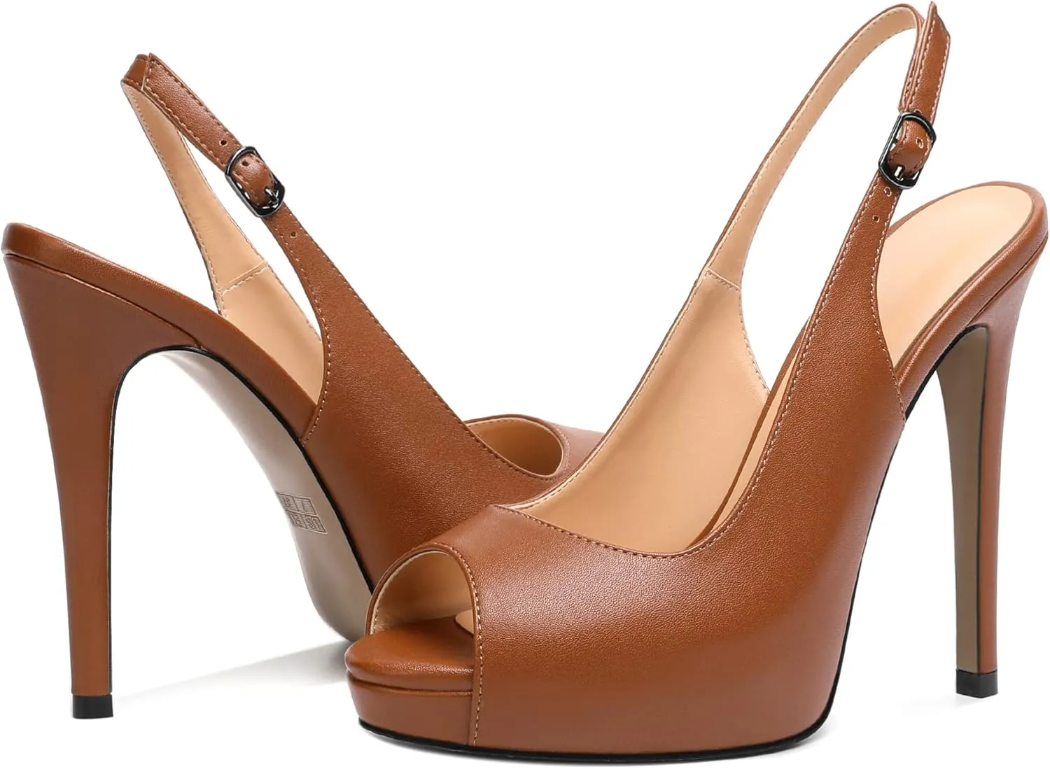 YODEKS Women's Peep Toe High Heel Slingback Pumps Platform Stiletto Heel Party Dress Shoes
