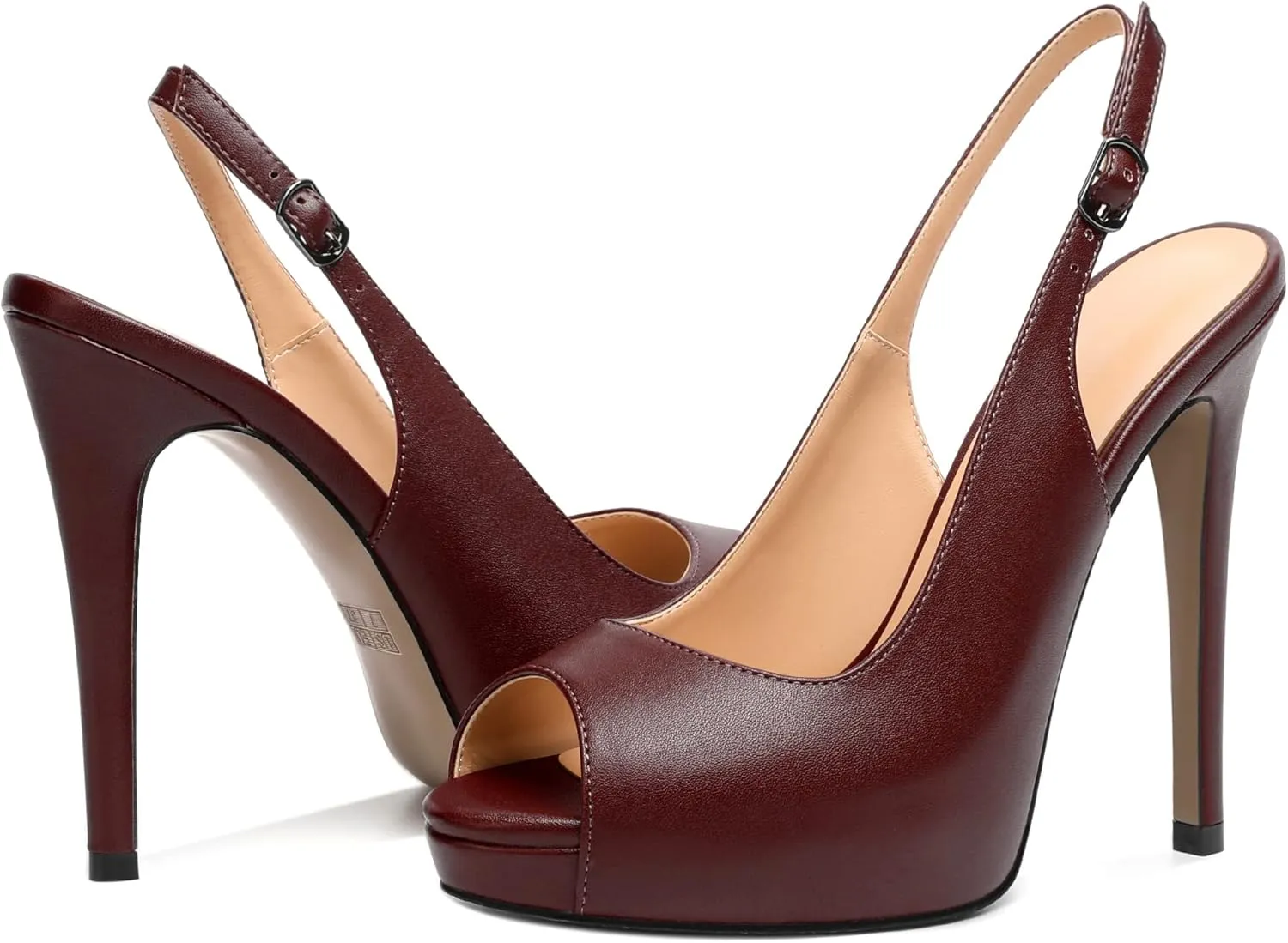 YODEKS Women's Peep Toe High Heel Slingback Pumps Platform Stiletto Heel Party Dress Shoes