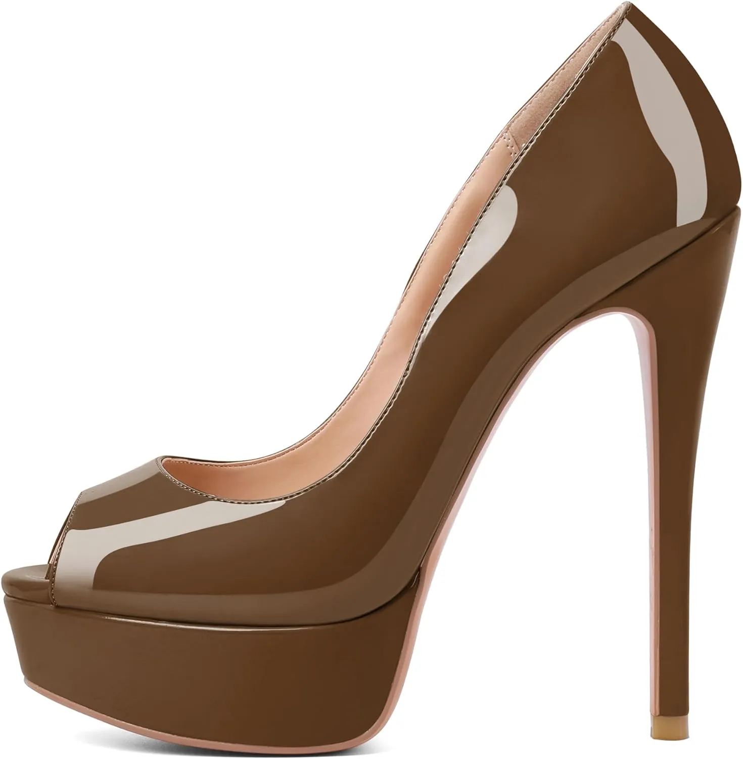 YODEKS Women's Peep Toe Pumps Platform High Heel Shoes Stiletto Party Dress Pump