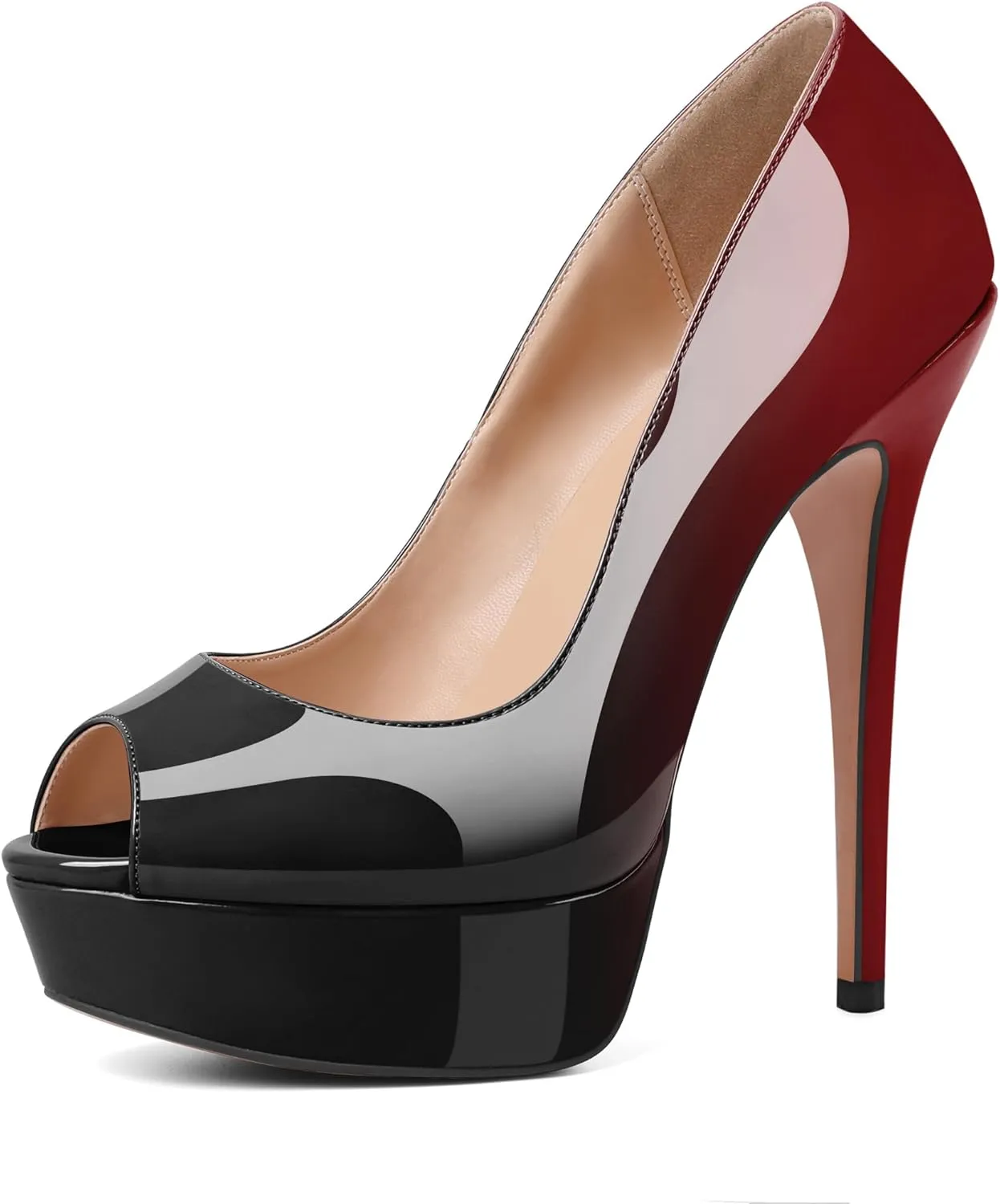 YODEKS Women's Peep Toe Pumps Platform High Heel Shoes Stiletto Party Dress Pump
