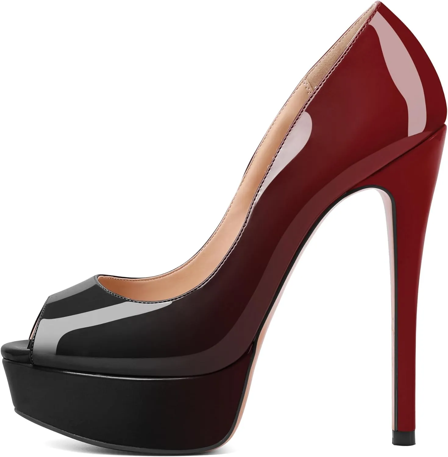 YODEKS Women's Peep Toe Pumps Platform High Heel Shoes Stiletto Party Dress Pump