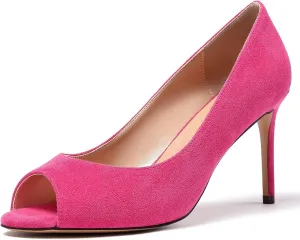 YODEKS Women's Peep Toe Stilettos High Heel Pumps Classic Party Wedding Office Dress Open Toe Stiletto