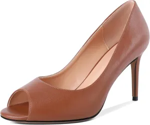 YODEKS Women's Peep Toe Stilettos High Heel Pumps Classic Party Wedding Office Dress Open Toe Stiletto