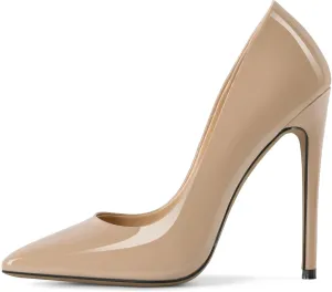 YODEKS Womens Pointed Toe High Heels Slip On Stiletto Pumps Wedding Party Basic Shoes 12cm