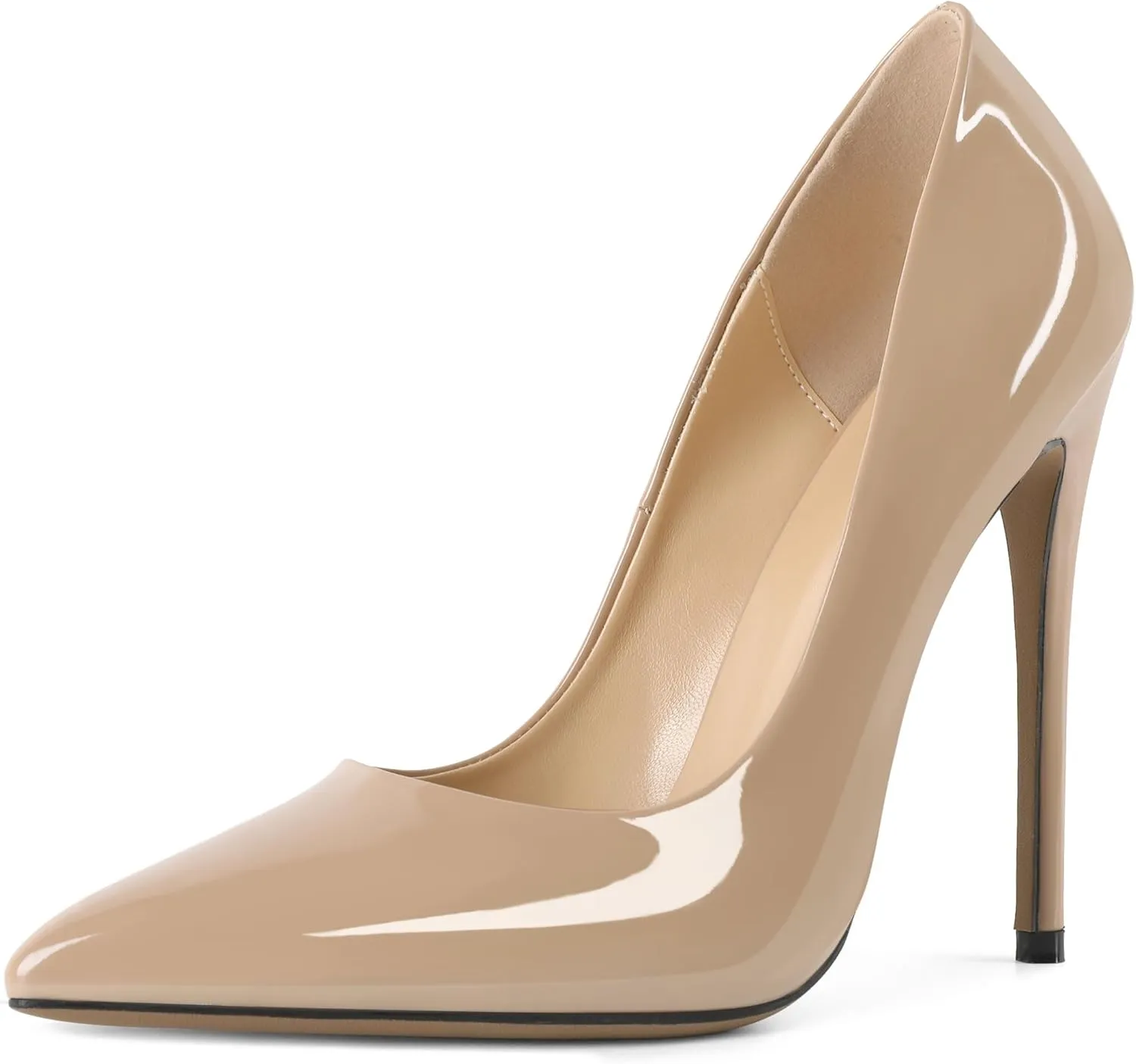 YODEKS Womens Pointed Toe High Heels Slip On Stiletto Pumps Wedding Party Basic Shoes 12cm