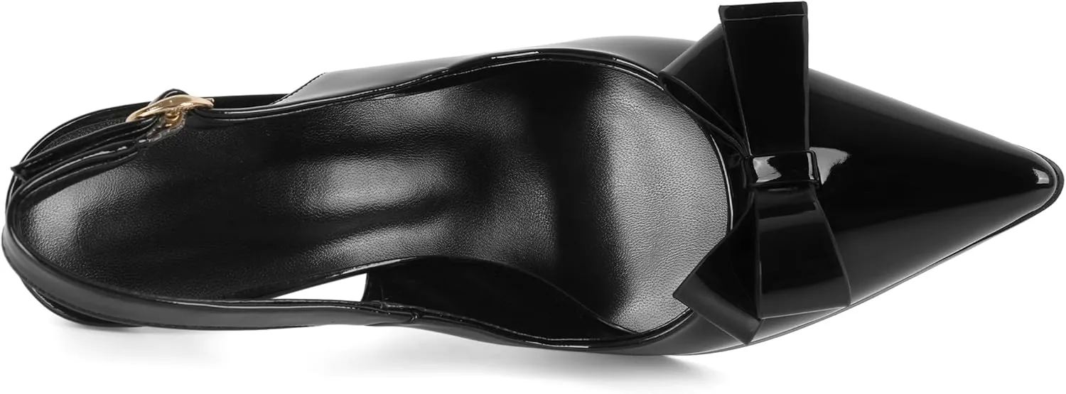 Zamikoo Bow Knot Slingback Heels for Women Pointed Toe Slip On Stilettos High Heel Pumps Shoes
