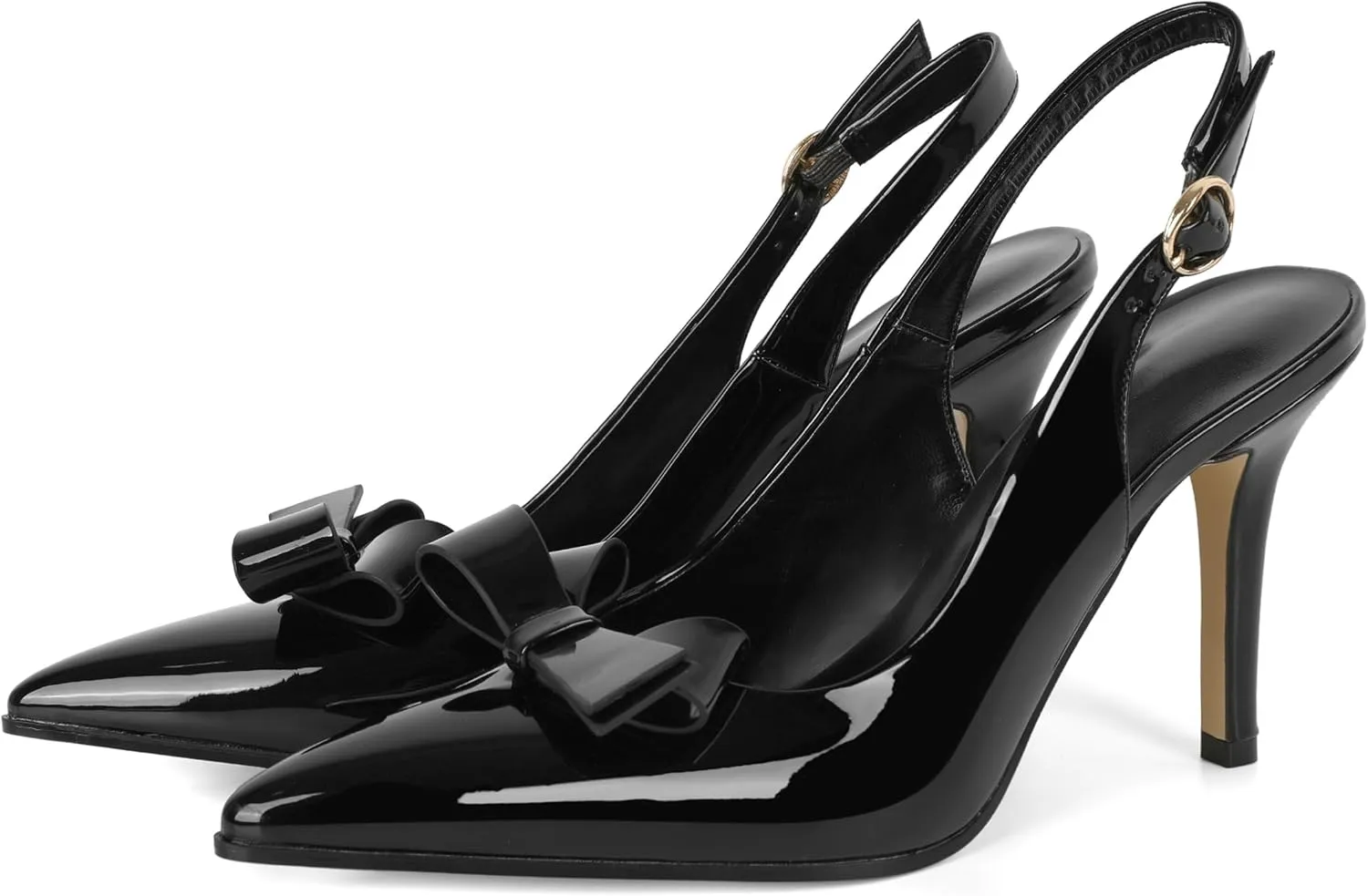 Zamikoo Bow Knot Slingback Heels for Women Pointed Toe Slip On Stilettos High Heel Pumps Shoes