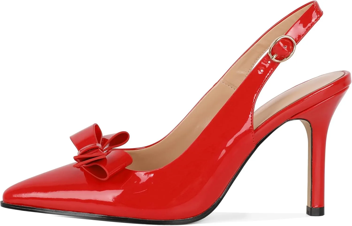 Zamikoo Bow Knot Slingback Heels for Women Pointed Toe Slip On Stilettos High Heel Pumps Shoes