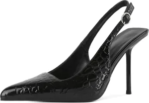Zamikoo Slingback Heels for Women Pointed Toe Slip On Stilettos High Heel Pumps Shoes 4 Inches