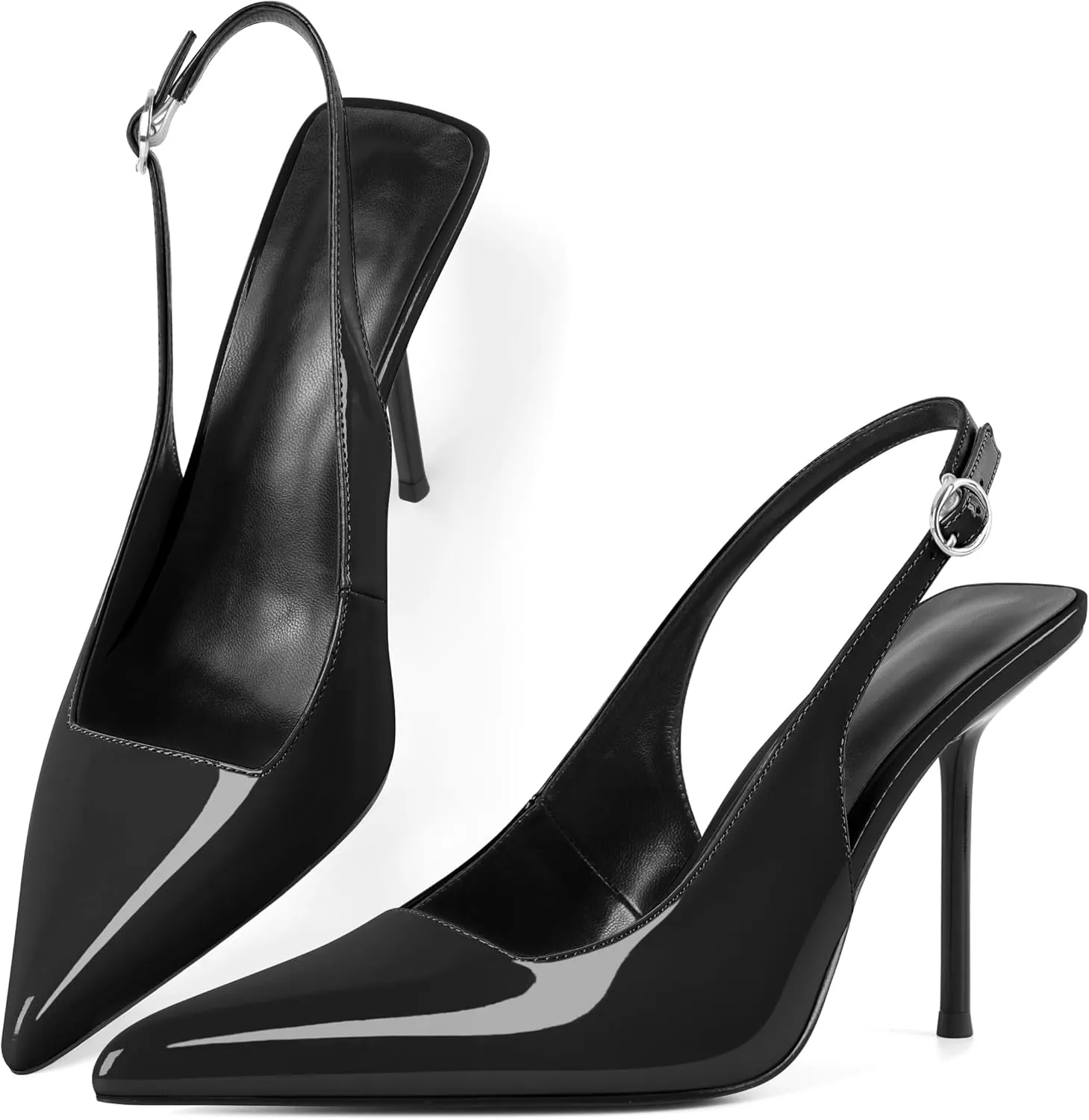 Zamikoo Slingback Heels for Women Pointed Toe Slip On Stilettos High Heel Pumps Shoes 4 Inches