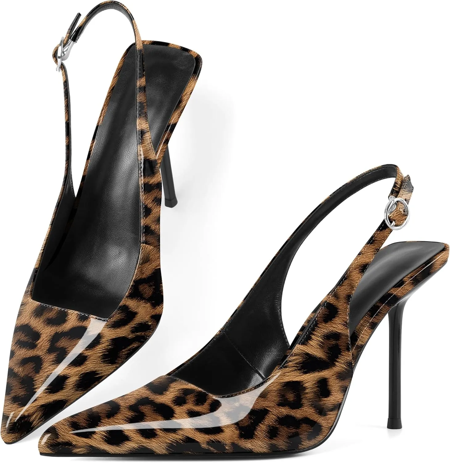 Zamikoo Slingback Heels for Women Pointed Toe Slip On Stilettos High Heel Pumps Shoes 4 Inches