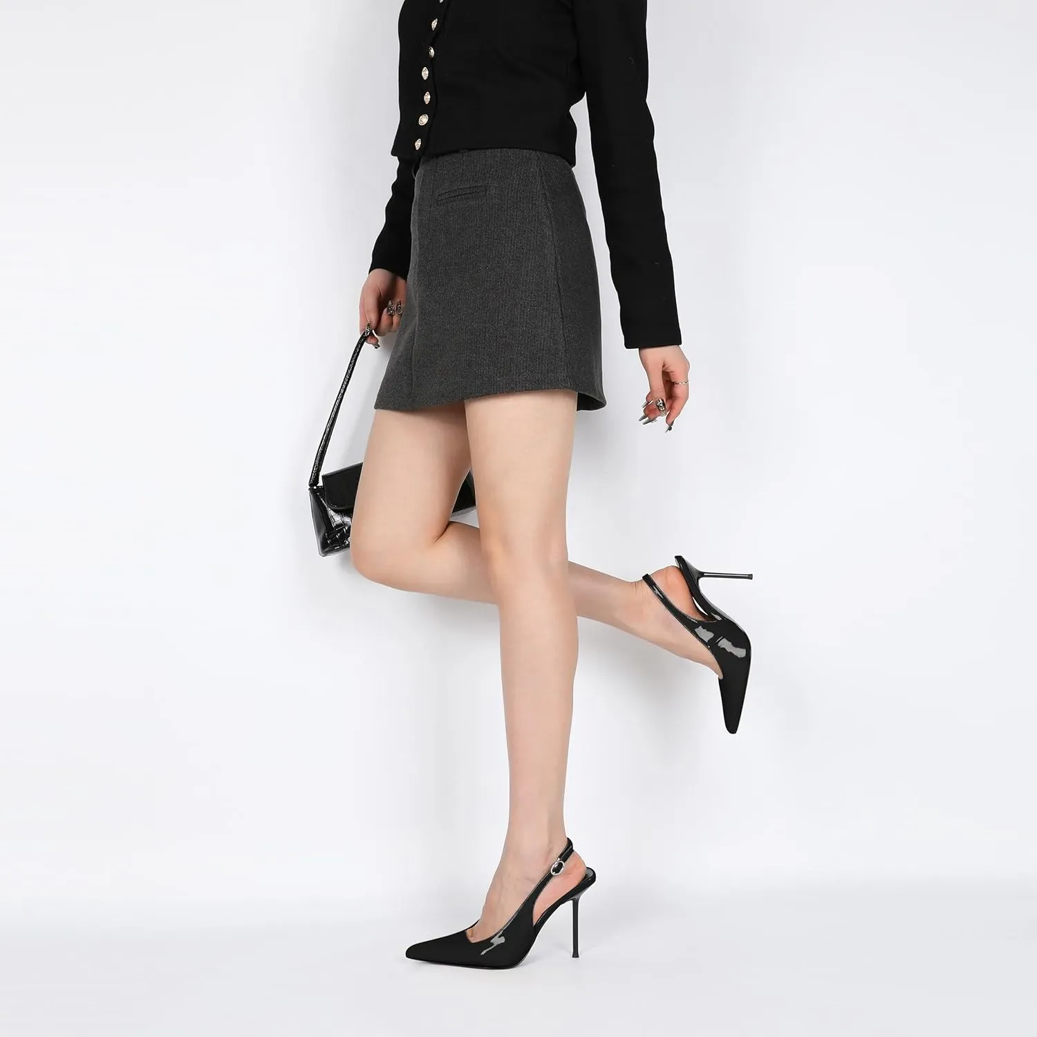 Zamikoo Slingback Heels for Women Pointed Toe Slip On Stilettos High Heel Pumps Shoes 4 Inches
