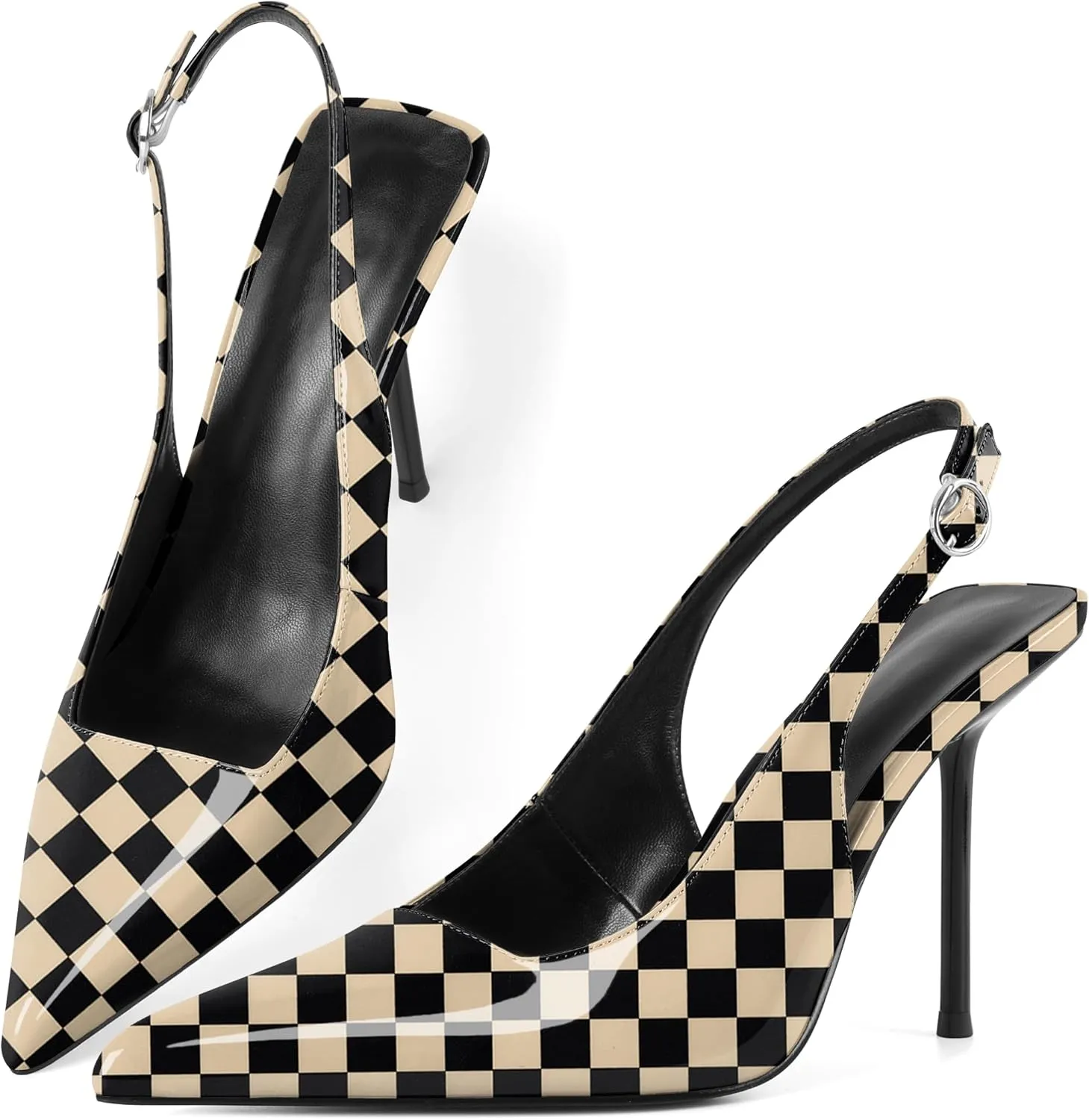 Zamikoo Slingback Heels for Women Pointed Toe Slip On Stilettos High Heel Pumps Shoes 4 Inches