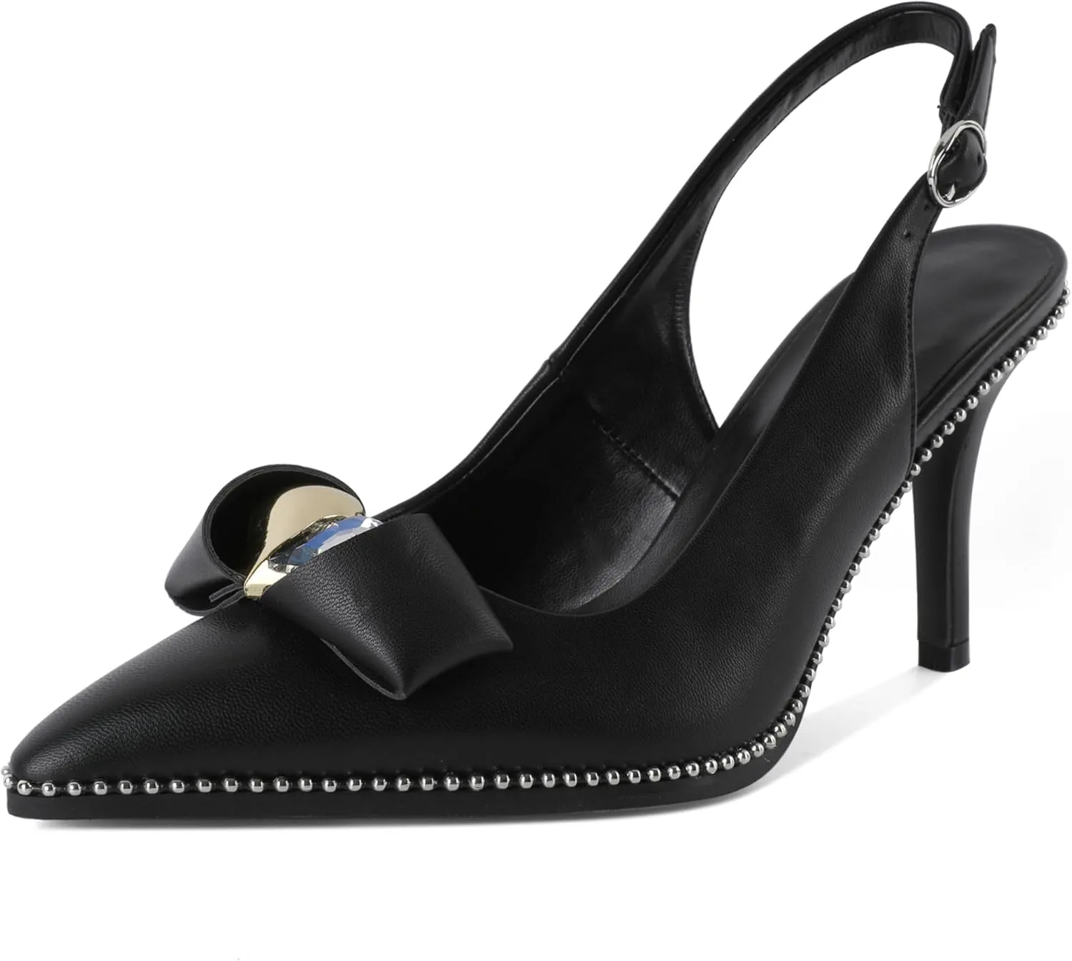 Zamikoo Slingback Heels for Women Pointed Toe Slip On Stilettos High Heel Pumps Shoes Dressy 3 Inches