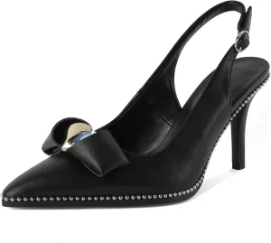 Zamikoo Slingback Heels for Women Pointed Toe Slip On Stilettos High Heel Pumps Shoes Dressy 3 Inches