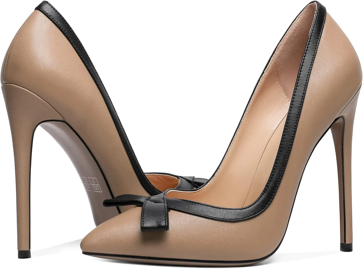 Zamikoo Women's Pointed Toe Slip On High Heel Pumps, Stiletto Heels with Bow, Classic Pumps Shoes for Casual Dress Office Wedding 4.7 Inch Suede Heels