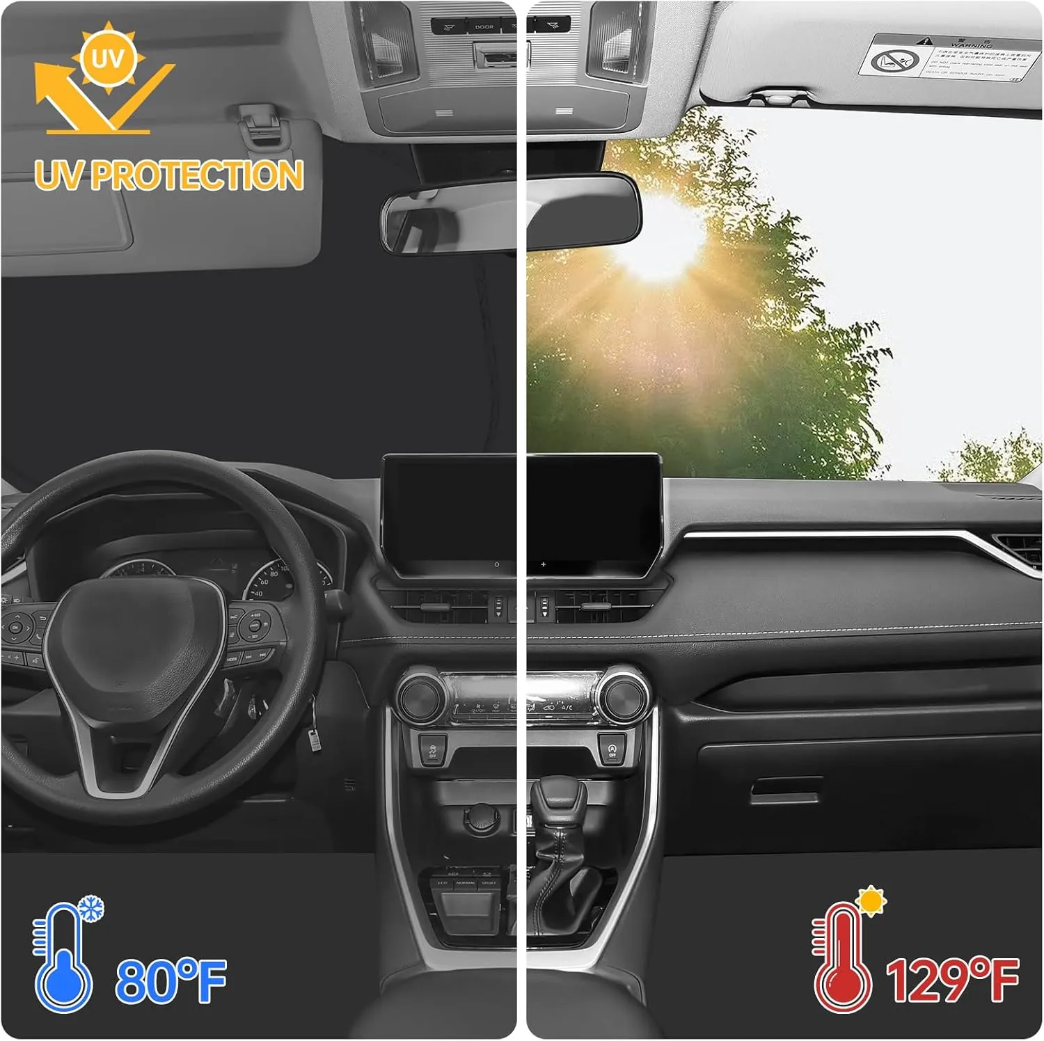 ZATOOTO Windshield Sun Shade for Toyota RAV4 2019-2025, Dazzling Honeycomb Coating Car Window Covers for Front Windshield, Blocks UV Rays and Reduces Heat, Car Sun Shade for Protecting Interiors