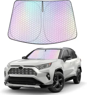 ZATOOTO Windshield Sun Shade for Toyota RAV4 2019-2025, Dazzling Honeycomb Coating Car Window Covers for Front Windshield, Blocks UV Rays and Reduces Heat, Car Sun Shade for Protecting Interiors