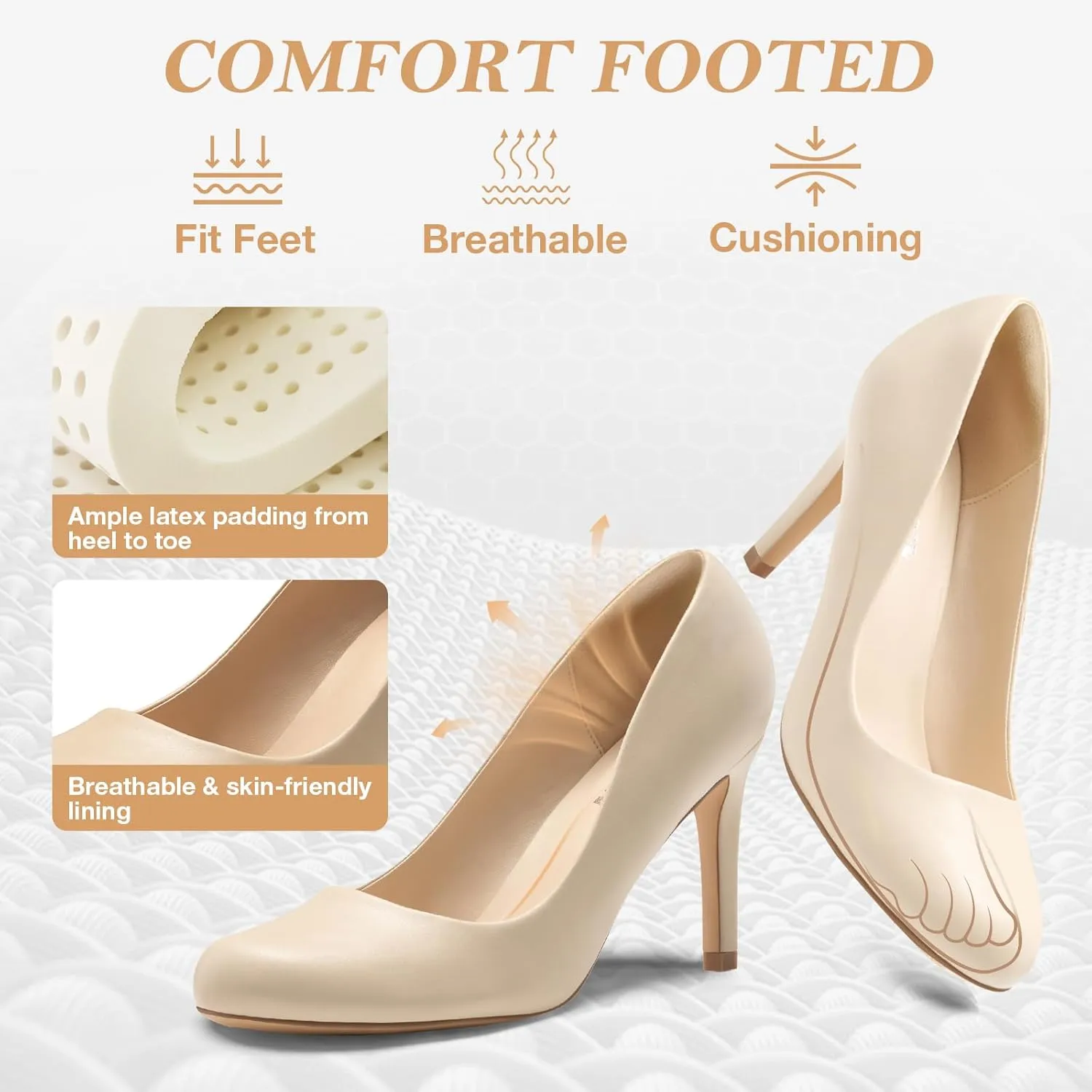 ZURIN Women's Round Toe Stiletto Heels Closed Toe Heels Comfortable Dress Pumps Shoes for Wedding Work Office Business 3 inch